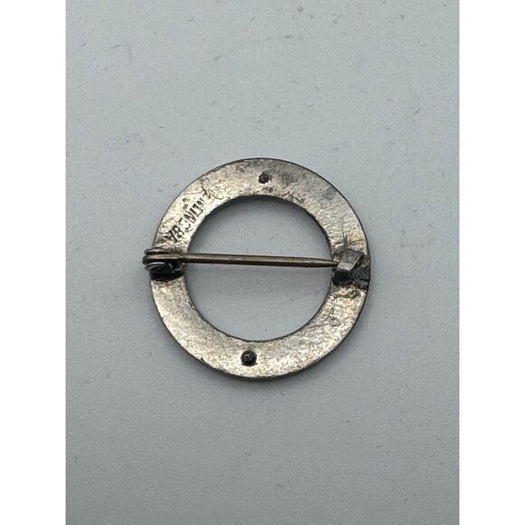 Vintage Sterling Blue Guilloche Round Pin - Picture 11 of 11